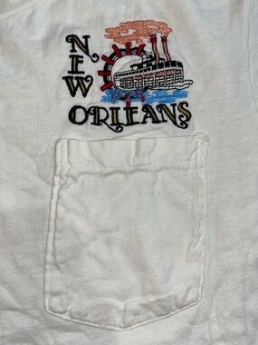 Medium Vintage New Orleans Single Stitch Embroidered White Shirt